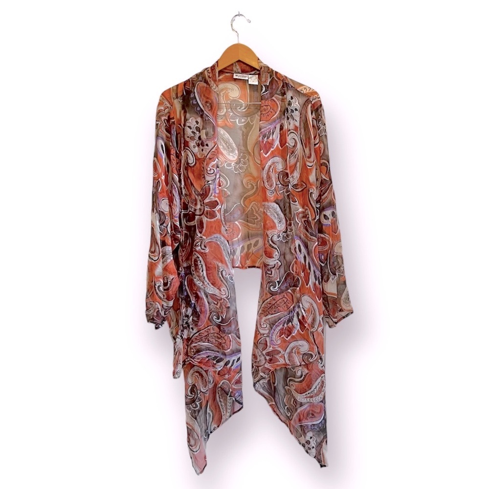 Units Woman’s 100% Silk Sheer Long Sleeve Scarf Wrap Size 3X
